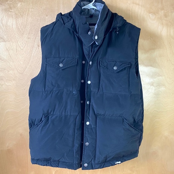 J. Crew Expedition Down Puffer Hooded Vest, Navy - Picture 1 of 6